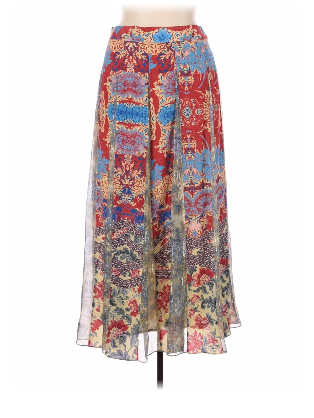 Hemant & Nandita Anthropologie louvre red printed maxi skirt